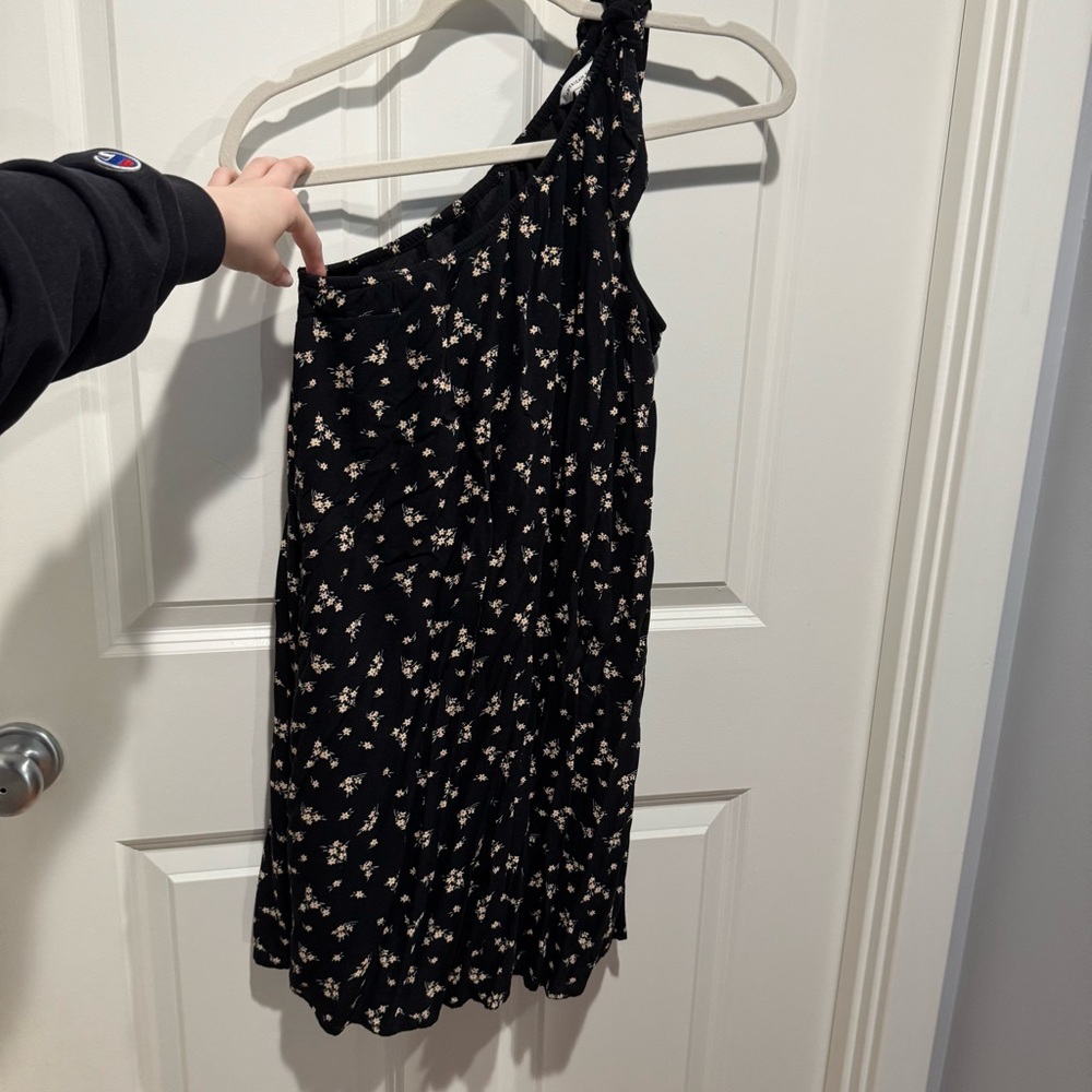 AE Black Floral One-Shoulder Dress